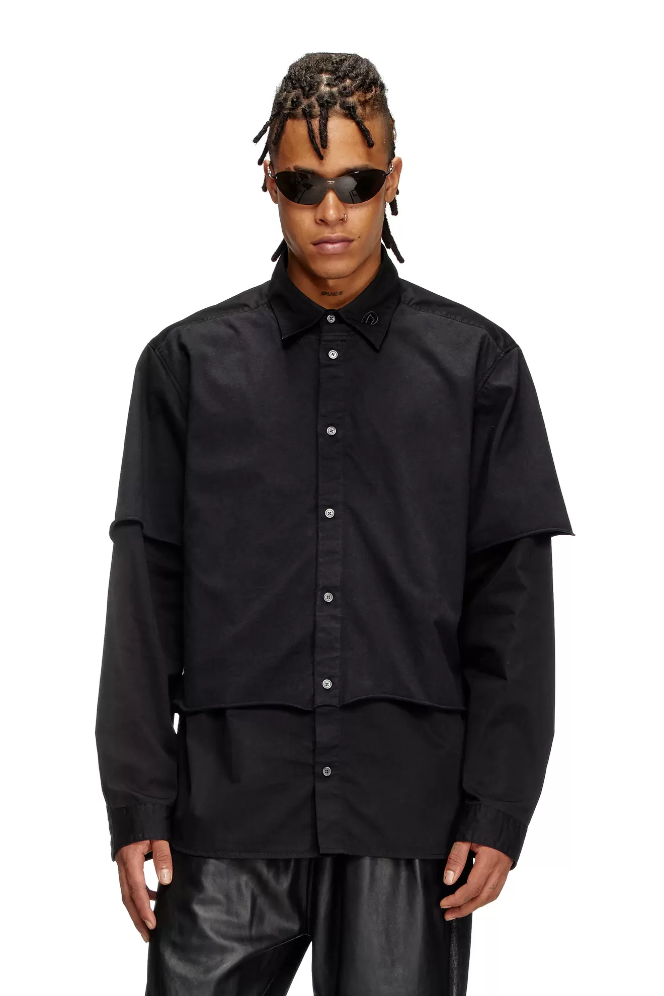 Tilbud: Layered shirt in twill and jersey kr 2600 på Diesel