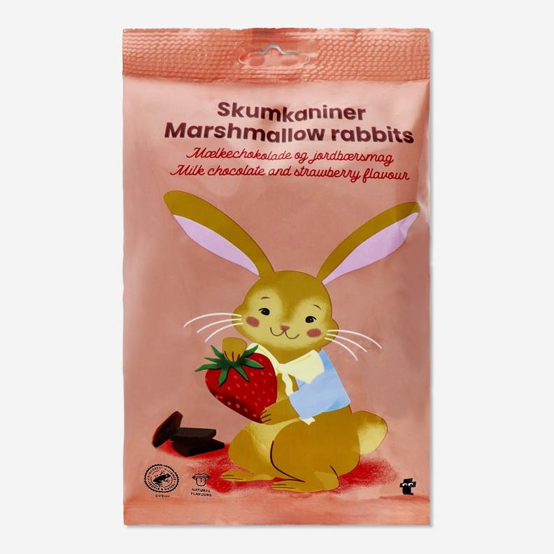 Tilbud: Marshmallow rabbits. Milk chocolate and strawberry flavour kr 40 på Flying Tiger Copenhagen