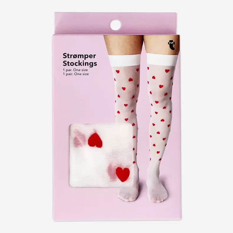 Tilbud: Stockings with red hearts - One size kr 50 på Flying Tiger Copenhagen