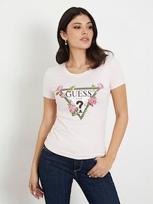 Tilbud: Flower logo stretch t-shirt kr 500 på Guess
