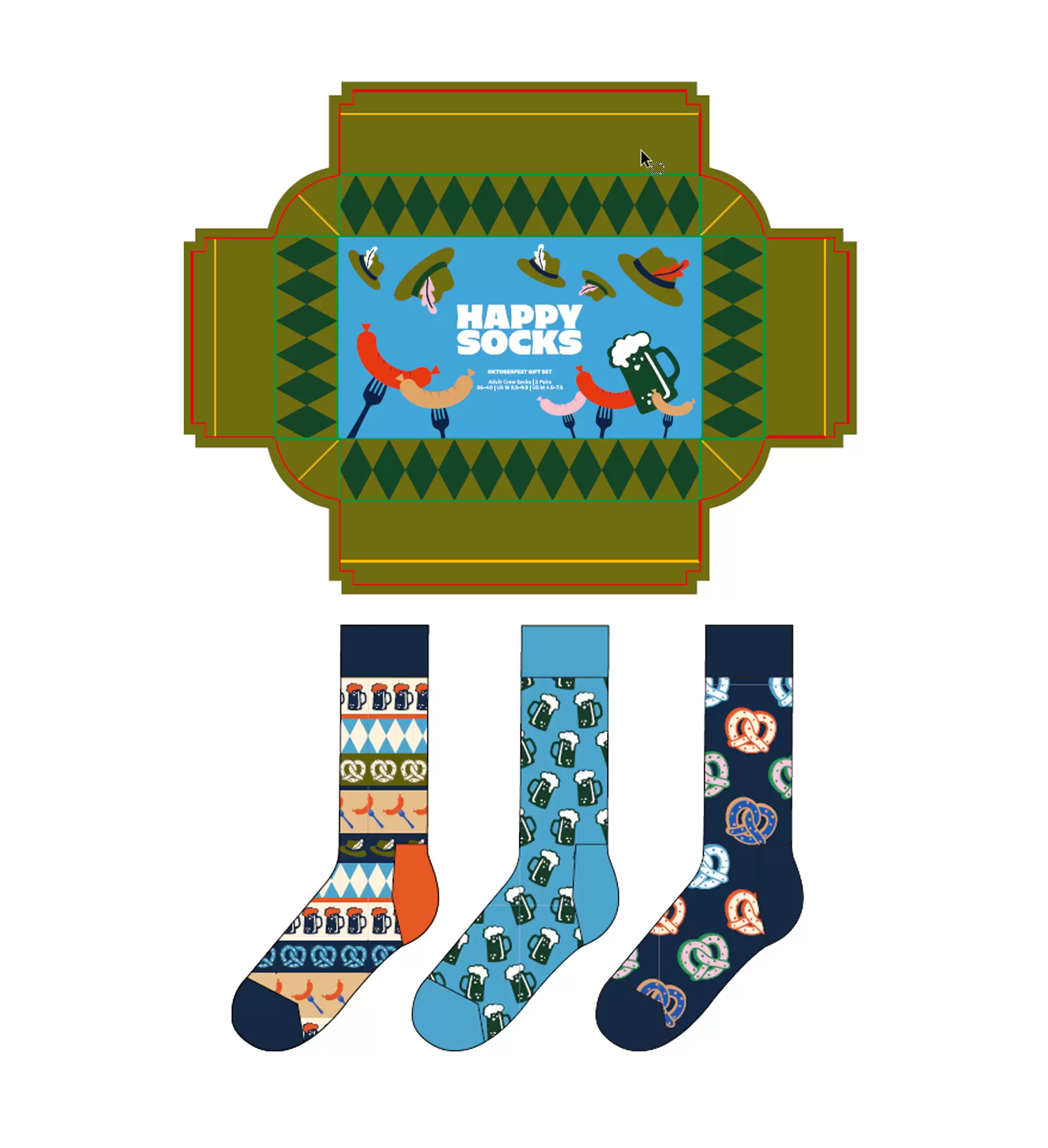 Tilbud: 3-Pack Oktoberfest Socks Gift Set kr 17,5 på Happy Socks