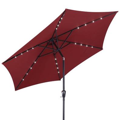 Tilbud: LED parasoll Miami aluminium Ø270cm - rød kr 1799 på Importpris