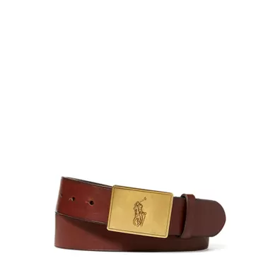 Tilbud: Pony Plaque Leather Belt kr 1399 på Ralph Lauren