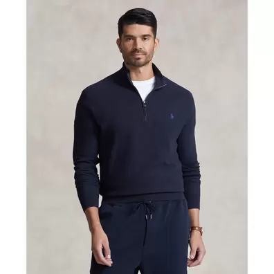 Tilbud: Mesh-Knit Cotton Quarter-Zip Jumper kr 2299 på Ralph Lauren