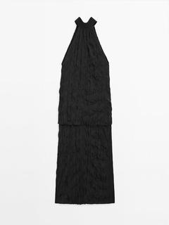 Tilbud: Plissert halterneck-kjole med detalj i ryggen kr 1399 på Massimo Dutti