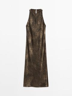 Tilbud: Halterneck-kjole med krøllete effekt kr 1599 på Massimo Dutti